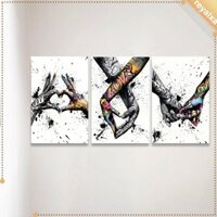 3x Canvas Wall Frameless, Graffiti Tranh Trang Trí Tường Nghệ Thuật Đường Phố Poster Cho Phòng Ngủ