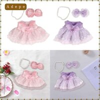 3x Váy Búp Bê Có Nơ Kẹp Tóc Vòng Cổ, Phụ Kiện Trang Phục, Quần Áo Thu Nhỏ Cho Búp Bê 38cm Quà Tặng Sinh Nhật