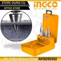 4-32mm Bộ 3 mũi khoan chóp nón INGCO AKSDS0302 | Bộ 3 mũi khoan tháp