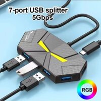 4 / 7 Cổng USB 3.0 5Gbps Docking Station Ánh Sáng Nhiều Màu Sắc Truyền Tốc Độ Cao Bộ Chia USB Adapter Cho SSD HDD Bàn Phím Chuột U Đĩa Đa Năng Chuyển Đổi