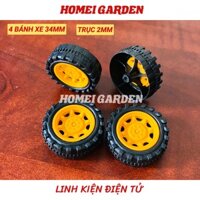 4 bánh xe nhựa mini đường kính 34mm kèm 2 trục dài 100mm DIY mô hình - HM0124 - 4 BÁNH XE 43MM