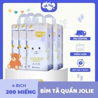 4 Bịch Tã Jolie 200 Miếng Giá tại xưởng nội địa trung Siêu Thấm Hút Đủ các Size M50/L50/XL50/XXL50
