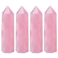 4 Bộ Pha Lê Hồng Tự Nhiên Cột Đơn Điểm Hoa Hồng Thạch Anh Đánh Bóng Lục Giác Lăng Kính Trang Trí Nhà Nghệ Thuật Và Đá Thủ Công