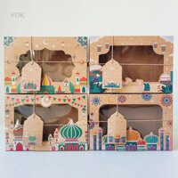 4 Cái / bộ Eid Kraft Giấy Hộp Quà Tặng Có Cửa Sổ Xem Mubarak Điều Trị Quà Tặng Bao Bì Kẹo Hộp Bánh Cho Dự Tiệc Eid Tiếp Liệu