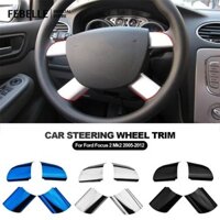 4 Cái / bộ Ô Tô Vô Lăng Bảng Điều Khiển Kim Sa Lấp Lánh Bao Viền Thép Không Gỉ Phụ Kiện Cho Xe Ford Focus 2 Mk2 2005-2012