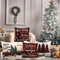 4 Cái / bộ Vỏ Gối Sofa Đệm Vỏ Vải Lanh Gối Giáng Sinh Vỏ Gối