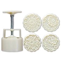 4 Cái Ép Hoa Cầm Tay Cookie Stamp Khuôn Trang Trí Bánh Trung Thu Thùng Mooncake Khuôn 100G Dụng Cụ Tự Làm Bánh Ngọt