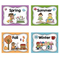 4 Cái/bộ A4 Size Lớn Thẻ Tiếng Anh 4 Mùa Thẻ Từ Đồ Chơi Montessori Lớp Học Trang Trí Tường Học Giáo Dục Sớm