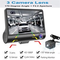 4" Car DVR Three-Way Car Camera FHD 1080P Registrator 170 Wide Angle Dash Cam Video Recorder Night Vision G-Sensor Dashcam