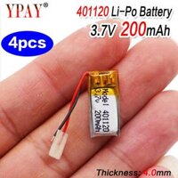 4 chiếc 401120 Pin Li-ion Polymer 3.7v 200mah Pin sạc CE FCC ROHS Chứng nhận chất lượng Nguồn điện an toàn Màu sắc 4 cái