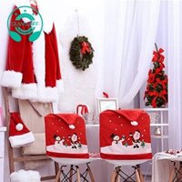 4 Chiếc Ghế Giáng Sinh Có Bộ Santa-Claus & Người Tuyết Mũ Đỏ Xmas Ghế Ốp Lưng