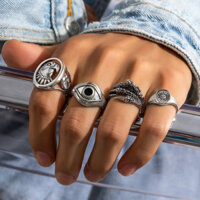 4 Chiếc Vintage Viking Đại Bàng Đầu Móng Vuốt Bộ Nhẫn Nam Phụ Kiện 2024