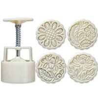 4 Con Dấu Ấn Bánh Quy Bằng Tay Thùng Trang Trí Bánh Trung Thu Mooncake Khuôn 125G Dụng Cụ Tự Làm Bánh Ngọt