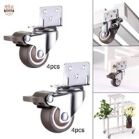 4 Đĩa Bánh Xe Cao Su Xoay 360 Độ Có Phanh Thay Thế Tắt Tiếng Cho Đồ Nội Thất Giường Xe Đẩy Nhà Bếp Kệ Sách