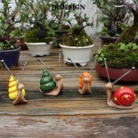 4 Điêu khắc ốc sên Mini, Trang trí cây cảnh dễ thương ngoài trời, Đồ trang trí sân vườn bằng nhựa vi mô