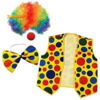 4 Gói Trang Phục Chú Hề-Đèn Mũi Chú Hề Tóc Giả Nơ Thắt Nơ Và Áo Vest Cho Cosplay Tiệc Lễ Hội Trang Phục Nhập Vai Chơi