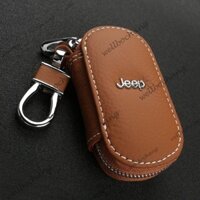 4 Màu Da Chìa Khóa Ô Tô Túi Đựng Logo Cho Xe Jeep Wrangler La Bàn Grand Cherokee Renegade Yêu Nước Móc Khóa Bao Vòng Dây Kéo Đa Năng Phụ Kiện Ô Tô