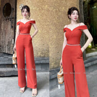 (4 màu) Jumpsuit nữ dài đẹp set jum ống rộng cao cấp .Beliss Store. trễ vai đồ bay set đồ sang trọng thanh lịch tôn dáng