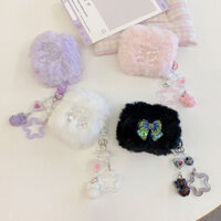 4 Màu Lông Thú Sang Trọng Nơ Nút Thắt Cho AirPods 4 ANC Pro 2 Tai Nghe Protecitve Dành Cho AirPods 1 2 3 Vỏ Mềm Ngôi Sao Móc Khóa