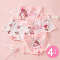 4 Miếng Cotton Nguyên Chất Quần Lót Trẻ Em Bé Gái Boxer Quần Short Học Sinh