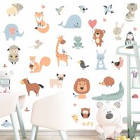 4 miếng dán tường tự dính hình động vật hoạt hình mới cho phòng trẻ em, dán trang trí dễ thương ZCM021