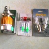 4 món 150k - Đèn led h4 7 màu, cặp bóng xi nhan , bóng hậu led chớp, cặp bóng chân van 7 màu