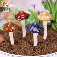 4 Nấm Tượng Nhỏ Gốm Thực Tế Nấm Điêu Khắc Hoa Chậu Trang Trí Vườn Mini Gốm Nấm Thủ Công JP2HY