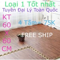 4 Tấm THẢM XỐP GHÉP VÂN GỖ 60x60cm dày 1cm Có Viền