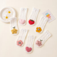 4 Tất Sơ Sinh Cho Bé Mùa Xuân Mùa Hè Lưới Mỏng Phong Cách Thoáng Khí Không Tắc Chân Nam Nữ Bé Giữa Ống Tod