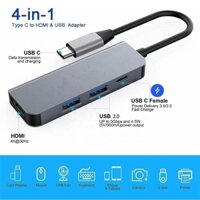 4 trong 1 Type C Dock Station USB C sang HDMI 4K USB3.0 2.0 PD 100w Sạc 5Gbps Truyền dữ liệu USB Type C Hub cho máy tính xách tay Macbook Điện thoại di động Máy tính bảng