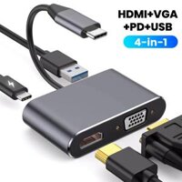 4 trong 1 USB 3.0 Hub VGA Laptop Adapter PD Charge 4 Cổng HDMI-Compatible 4K Laptop Type-C Splitter Docking Station