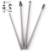 4 Trục Dài Vonfram Carbide Burrs Bộ Bộ Bit 6mm Chân Dài 155mm Cổng Cắt Đúc Nạp Ống Xả Manifold