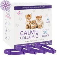 4 Vòng cổ làm dịu cho mèo Vòng cổ làm dịu mèo có thể gập lại 15 Inch Vòng cổ bình tĩnh cho mèo với 30 ngày Chống lo âu Giảm căng thẳng Tác dụng chống thấm nước Vòng cổ Pheromone cho mèo SHOPQJC1184