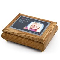 4" X 6" Oak Photo Frame Musical Jewelry Box With New"Pop - Over 400 Song Choices - Out" Lens System Diamond's Are A Girls Best ...