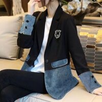 [40-100kg] Áo Khoác denim Nữ Mỏng Ghép Mảnh