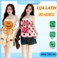 [40-60kg] Bộ mặc nhà nữ ,bộ đồ ngủ 2 dây quần đùi lụa latin mềm mịn mát nhiều họa tiết dễ thương