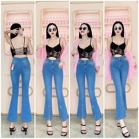 40-70kg Quần jean nữ 9 tấc ống loe nhẹ xẻ gấu