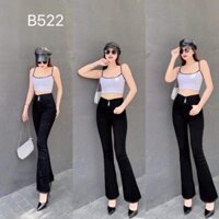 40-70kg Quần Jeans Nữ Màu đen Lưng Cao 3 nút lai tua rua