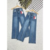 40-70kg Quần Jeans Nữ Ống Suông Dài Lưng Tua Gân Tua
