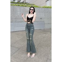 40-70kg Quần Jeans Nữ rách Lưng Cao Co giãn