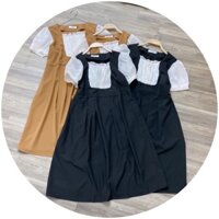 40-80kg) Đầm Bầu Tết - Váy bầu ngắn tay pha lụa kem baby doll Siêu Xinh