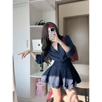 (40-80Kg) Đầm Váy Sơmi Jean Nhún Eo Tùng Xòe (Có BigSize) UnihomeClothing CV197