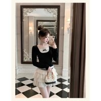 (40-80Kg) Set Áo Thun 2 Lớp Phối Màu Kèm Chân Váy Bèo Tầng Viền Ren (Có BigSize) UnihomeClothing CT239