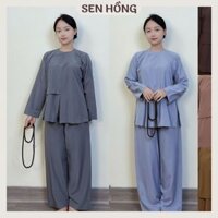 [40-95KG] Quần áo đi chùa nam nữ # bộ phật tử big size # áo lam vạc hò truyền thống