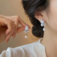 #40 Bông Tai Cánh Bướm Kết Hợp Ngọc Trai - Thiết Kế Hàn Quốc Sang Chảnh, Độc Lạ