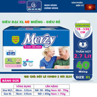 (40 miếng) Tã dán Merzy M40 ML40 XL40 Siêu thấm hút chống tràn tuyệt đối #bỉm già merzy #bỉm merzy #tã già merzy #merzy