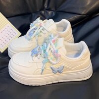 40.000 Người Bộ Sưu Tập Bướm Đế Dày Mùa Xuân Giày Trắng Nữ Thiết Kế Cảm Giác Phù Hợp Với Chiều Cao Tăng Giày Thể Thao Thường Ngày