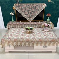 [4018 Đánh giá tích cực] Khăn trải bàn cao cấp phong cách châu Âu, ren, pastoral, cho phòng khách, bàn cà phê, tủ TV, vải che phủ, vải gạc thêu hình chữ nhật F9AD
