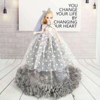 ✒♙40cm Tự làm váy cưới Barbie công chúa búp bê vinyl búp bê set quà sinh nhật cô gái trẻ em