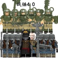 40K Warhammer Space Marine Sĩ quan phun lửa, mô hình người lính, vũ khí lắp ráp, búa nặng Krieg, đồ chơi khối xây dựng